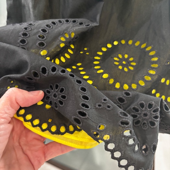 INC International Concepts Eyelet Cutout Skirt - Black w/ Yellow Underlayer 2P - Picture 4 of 8